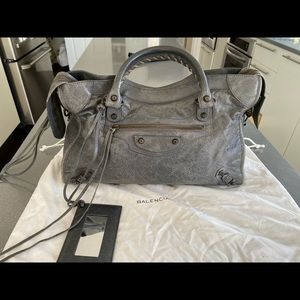 Balenciaga City Moto Bag Medium Grey/silver
